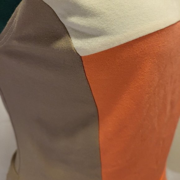 Express NWT Block Colored Peplum Tank Coral, Beige, White M - Picture 8 of 11